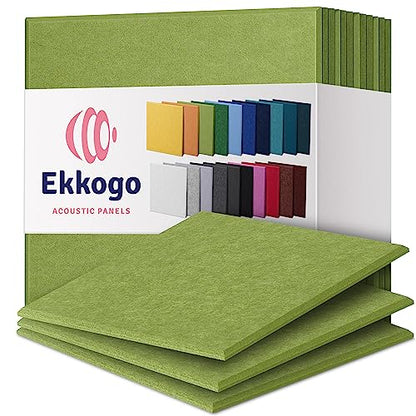 Acoustic Panels 12-Pack Soundproof Wall 12"X12"X0.4" - High Density Sound Dampening [Gin Green Square] - color: Gin Green, size: Square 12 Pack
