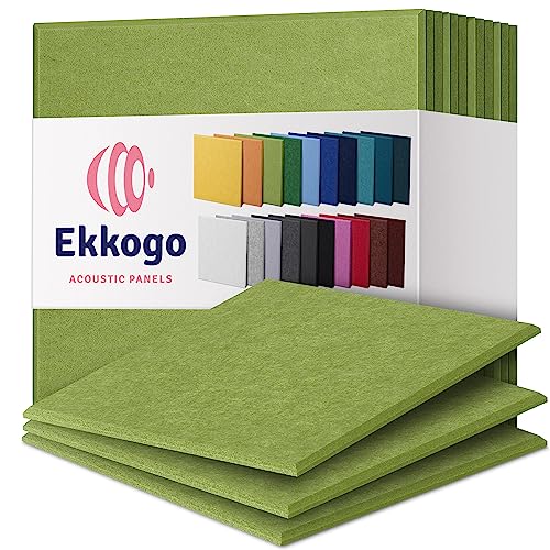 Acoustic Panels 12-Pack Soundproof Wall 12"X12"X0.4" - High Density Sound Dampening [Gin Green Square] - color: Gin Green, size: Square 12 Pack