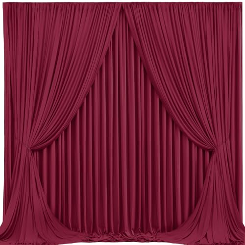 Burgundy Backdrop Curtains 4 Panels - Wrinkle-Free Polyester Photography Drapes for Baby Shower & Birthday Party - 16 X10FT - color: Burgundy, size: W4' x H10'(4 panels)