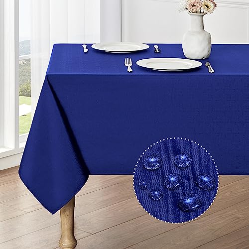 Veblandy 2 Pack Rectangle Tablecloth, 52x70 inch, Water Resistant Wrinkle Free Linen Textured Table Cloth Washable, Decorative Fabric Table Cover for Dining, Party and Camping, Royal Blue - color: Royal Blue, size: 52" x 70" (Rectangular)