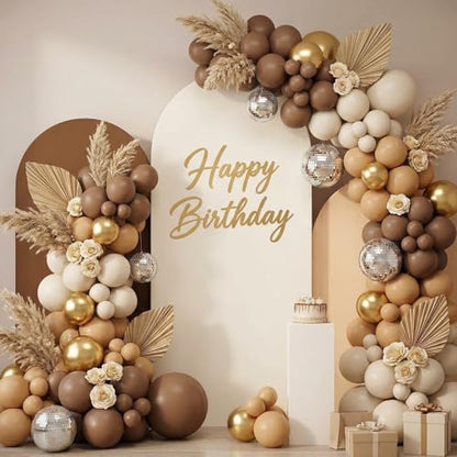SmoothNovelty Set of 3 Wedding Arch Cover 4ft/5ft /6ft Spandex Fitted Wedding Arch Stand Covers 2 Sided Round Top Backdrop for Birthday Party Baby Shower Ceremony Banquet(Beige, Brown, White) - color: Beige, Brown, White