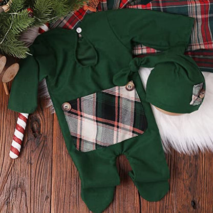 Christmas Newborn Baby Photo Shoot Props Outfits Crochet Clothes Santa Claus Red Hat Pants Photography Props - color: Green a