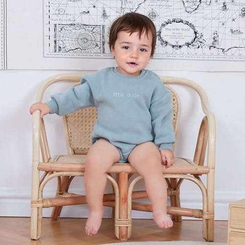 VISGOGO Newborn Infant Baby Boy Girls Oversized Romper Little Dude Sweater Onesie Coming Home Outfit Neutral Clothes - color: Blue, size: 6-12 Months
