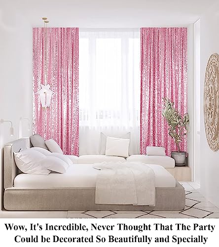 Partisout Sequin Backdrop Photo Glitter Backdrops Sparkly Curtains 2 Panels Blackout Curtain for Photography Payette Outdoor Party Wedding (2ftx7ft, Pink Gold) - color: Pink Gold, size: 2ftx7ftx2pcs