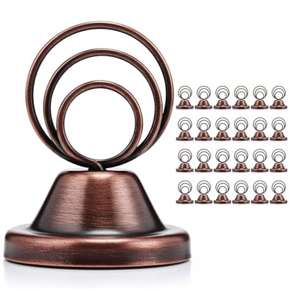 Fulmoon 24 Pcs Mini Table Number Holders Place Card Holders 1.5 Inch Steel Table Sign Stands for Wedding Graduation Reception Restaurant Home Photo Picture Office Memo (Red Bronze) - color: Red Bronze