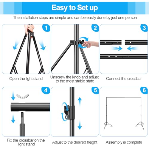 EMART Heavy Duty Backdrop Stand, 10 x 10ft Adjustable Photo Background Support System Kit with Carry Bag for Photography - size: 10x10ft