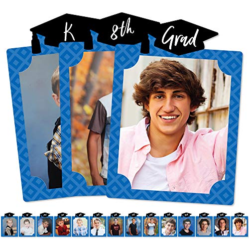 Big Dot of Happiness Blue Grad K-12 School Photo Display Frame - 8x10 inch Graduation Memory Wall, Professional Photo Holder Set, DIY Graduation Party Decorations, Picture Display Board - color: Blue Grad - Picturific Display