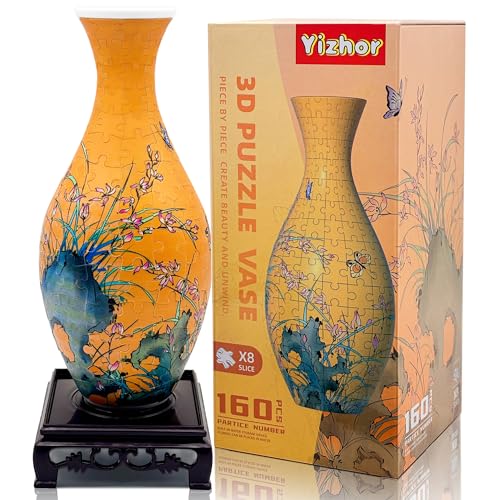 3D Puzzle Vase for Adults, 160-Piece Unique Curved Plastic Flower Vase,House Warming Gift for Flower Arrangements and Home Decor, for Mom(Orchid) - color: A-orchid