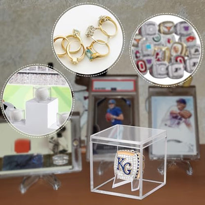 Championship Ring Display Case Clear Acrylic Ring Case Display Box for Sports Baseball Basketball Softball Football Single Ring Holder Coin Stand, 2.16 Inch - size: 1 Pack