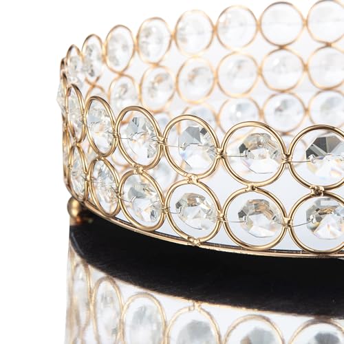 Feyarl Crystal Perfume Tray Vanity Makeup Organizer Ornate Jewelry Trinket Cosmetic Tools Decorative Skin Care Storage for Home Deco Dresser Bathroom Countertop (Oval 12" x 9") (Gold)