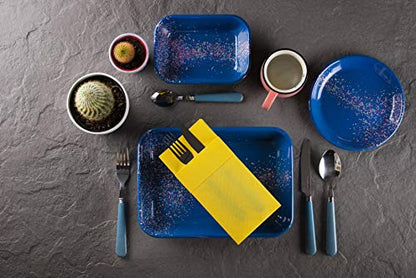 Moyes Home Yellow Disposable Dinner Napkins with Pocket - Linen-Feel Pre-Folded Cloth-Like Paper Napkins for Silverware, Weddings, Dinner Parties, 16x16 in, Pack of 50 - color: Yellow