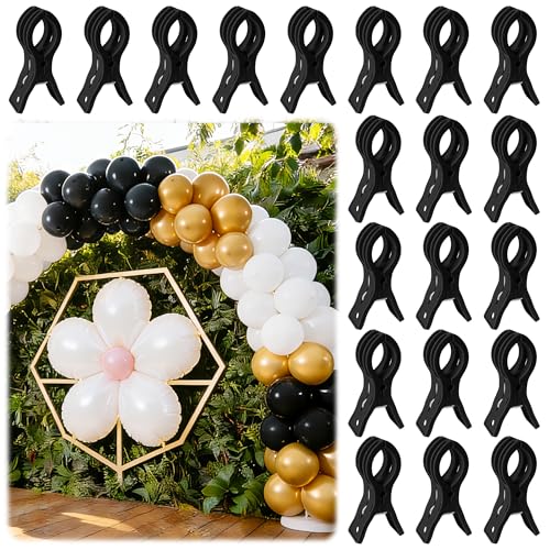 PUGPIU 20 Pack Balloon Arch Clips for Backdrop | Plastic Black Spring Clamps | 3.5 Inch Heavy Duty Clip for Backdrop Stand | Birthday Wedding Decoration | Photography Studio | Crafts | Clothing - color: Black2