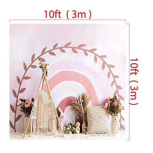 Kate 10x10ft Pink Boho Rainbow Backdrop 1st Birthday for Kids Baby Shower Photo Studio Props - size: 10x10ft