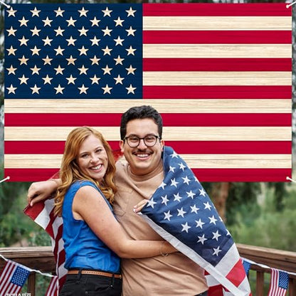 American Flag Backdrop 8x6 FT 4Th of July Independence Day Patriotic Photo Backdrops Rustic Brown Wooden Board Background Large Floor Wall Photo Booth Party Banner Anniversary Supplies - color: Red 2, size: 8x6 FT