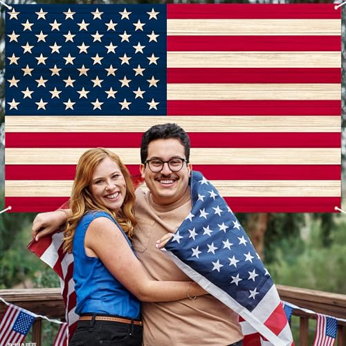 American Flag Backdrop 10x6 FT 4Th of July Independence Day Patriotic Photo Backdrops Rustic Brown Wooden Board Background Large Floor Wall Photo Booth Party Banner Anniversary Supplies - color: Red 2, size: 10x6 FT