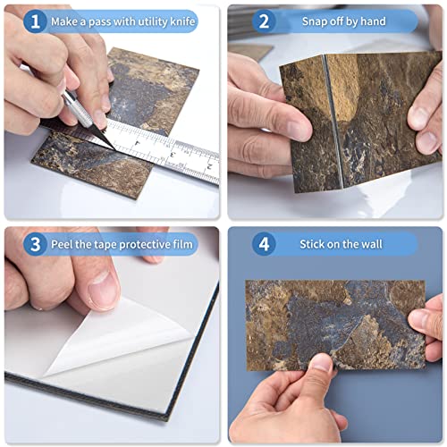 Art3d 102-Piece Peel and Stick Tile Backsplash for Kitchen Bathroom, 3in. × 6in. Stick on Subway Tile Rust Slate - color: Rust-slate