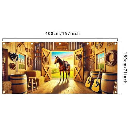 BlissYard 13x6ft Garage Banner Western Backdrop Welcome Garage Door Cover Wild West Horse Barn Decor Background Holiday Photo Props for Spring Summer Indoor Outdoor Wall Rustic Country Decor - color: Garage Banner#1