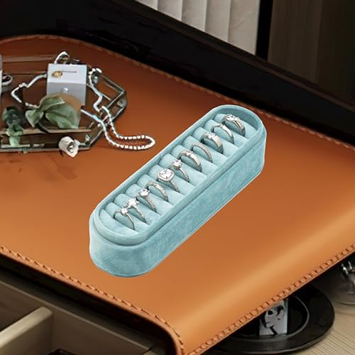 Velvet Small Multiple Ring Box Portable Organizer Display Storage Travel Case Jewelry Earring Holder for Wedding Birthday Christmas Day (Sage Green) - color: Sage Green