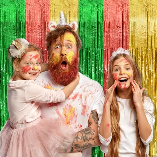 2 Pack Hawaii Party Backdrop Decorations Vibrant Summer Streamers Foil Fringe Curtains Metallic Tinsel Backdrop for Birthday Graduation Baby Shower Christmas Beach Holiday Party Decors - color: Hawaii Color, size: 2 Pcs