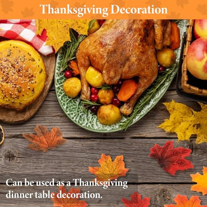 MAQIHAN 350PCS Fall Maple Leaves - Autumn Fall Maple Leaf Garland hojas de otoño para decorar Foliage Artificial Table Decoration Faux Fake Loose Leaves Outdoor Decor Halloween Thanksgiving Photo Prop