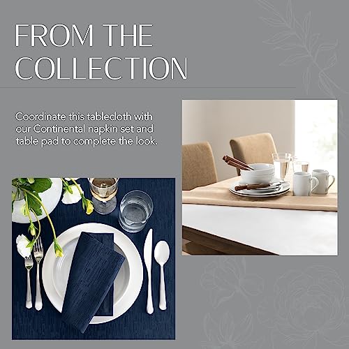 Elrene Home Fashions Continental Solid Texture Water, Stain & Wrinkle Resistant Tablecloth, 52"X52" Square, Navy - color: Navy, size: 52" x 52" (Square)
