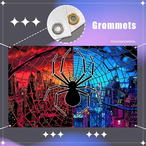 Spider Web Party Background Spider Blue Red City Photography Backdrop for Children's Boys Birthday Photography Background Baby Shower Decoration Banner TAYBDJ1827 - size: Customsize