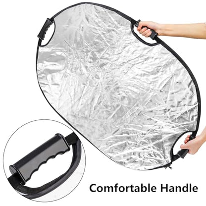 Fasmov 24"x36" Light Reflectors - 5-in-1 Collapsible Photography Reflector with Carrying Case for Photo Studio & Outdoor Use