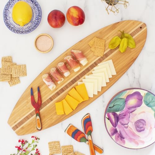 Totally Bamboo Surfboard Shaped Bamboo Wood Cutting Board and Charcuterie Serving Board, 23" x 7-1/2" - size: 23"L x 7.5"W