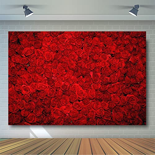 Avezano Red Rose Floral Wedding Photography Backdrop Valentine's Day Party Photo Backdrops Vinyl Cloth 14 February Background Photo Booth Props Pictures (10x8ft) - size: 10x8ft