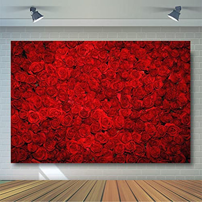 Avezano Red Rose Floral Wedding Photography Backdrop Valentine's Day Party Photo Backdrops Vinyl Cloth 14 February Background Photo Booth Props Pictures (10x8ft) - size: 10x8ft