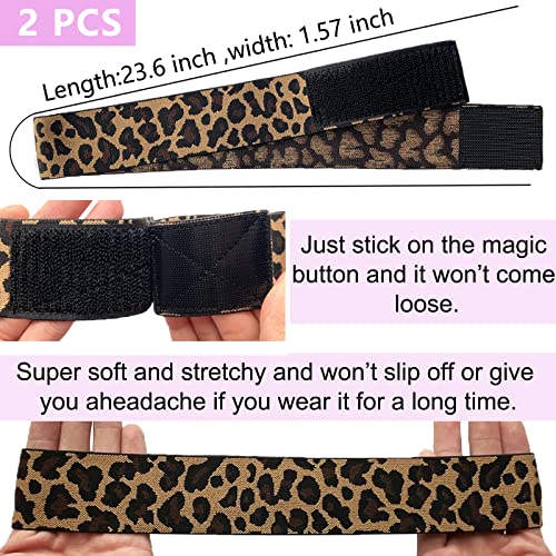 Elastic Bands For Wig Band For Edges 2 Pcs Lace Melting Band For Wigs Elastic Band For Lace Frontal Melt Adjustable Magic Buckle Edge Wrap To Lay Edges Keeping Wig Grip Wig Accessories - color: Black+Leopard, size: 1 Count (Pack of 4)