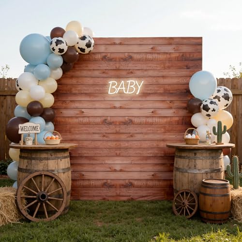 Wood Square Backdrop Cover 6.6x6.6ft, Stretch Spandex Wrinkle Free Rustic Wood Grain Chiara Square Backdrop,Vintage Background for Wedding Photography, Baby Shower Birthday Party - color: Wood