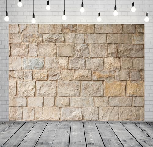 8x6ft Fabric Brick Stone Wall Backdrop - Old Outdoor Rock Stone Wall Textures Background for Medieval Castle, Party Decorations, Baby Shower, Kids & Adults Portarit Photo Props - size: 8x6ft