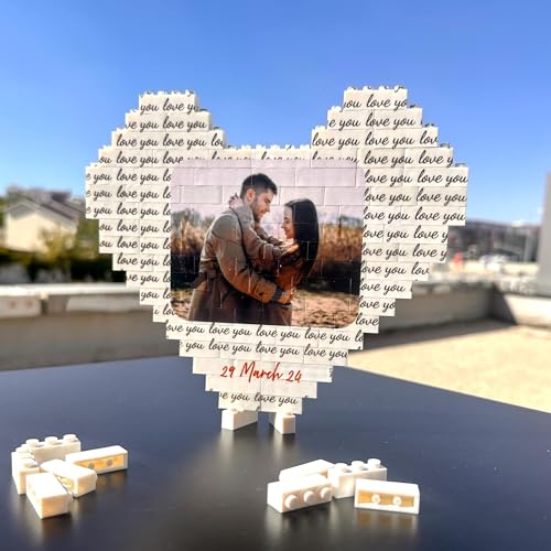 NAZENTI Personalized Building Brick Photo Block, Customized Photo Block Gifts for Couples, Picture Blocks for Wedding, Family, or Friends,Valentine’s Day, Gifts for Valentine 2026 Women Men Design 08 - color: Design 8