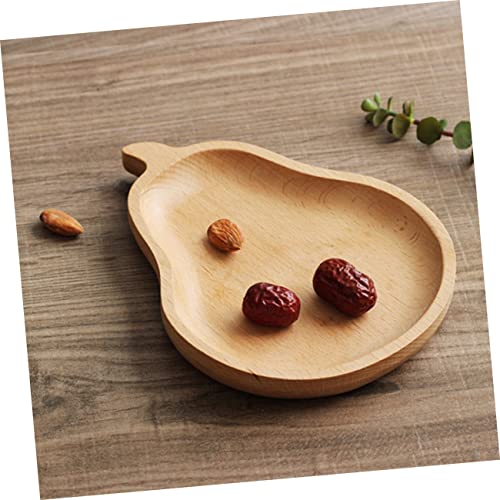 Mikinona Pear Pattern Wooden Plate Japanese Style Dessert Tray for Snacks and Jewelry Made from Natural Wood Photography Prop