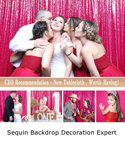 ShinyBeauty 7FTx7FT Fuchsia Sequin Backdrop Wedding/Baby Shower/Birthday Hot Pink Shimmer Fabric Backdrop - color: Hot Pink, size: 7FTx7FT