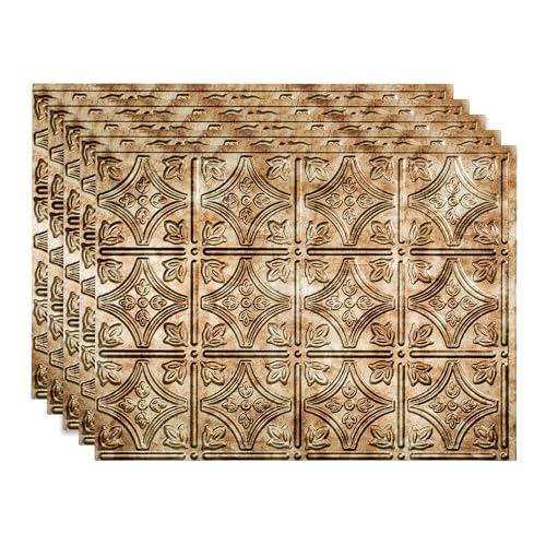 FASÄDE Traditional Style/Pattern 1 Decorative Vinyl 18in x 24in Backsplash Panel in Bermuda Bronze (5 Pack) - color: Bermuda Bronze, size: 5 Pack