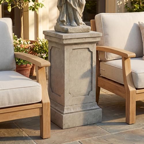 Christopher Knight Home Classic Square Flower Stand 25.75" Pedestal Plant Stand Indoor Outdoor Display Table for Ferns Orchids Sculptures with MGO Construction Brushed Finish, Light Gray - size: 25.75"