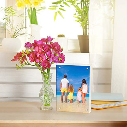 Meetu Acrylic 4x4 Picture Frame Clear Two Sided Desk Photo Frame Magnetic Frame Inner Size 3x3 with Gift Pack for Display Family Pictures Baby Photos Friends Pictures or Pet Dog Picture（2 Pack） - size: 4x4“(2 Pack)