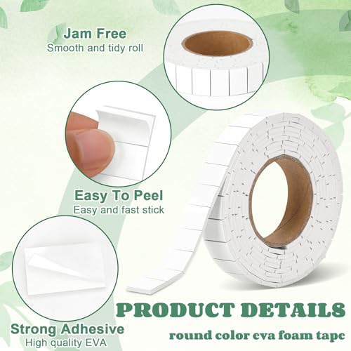 168 Pcs Foam Tape Craft Double Sided Precut 3/4 X 1/2 Inch 3D Adhesive Foam Squares Self Adhesive Dots Purple for Halloween Christmas DIY Crafts Art Sewing Supplies (1 Tape, White) - color: White, style: 1 Tape
