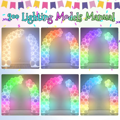 AerWo Lighted Balloon Arch Kit 8.2FT & 6FT, Free Bending Top Half Balloon Arch Stand with Base, Floor Frame for Wedding Birthday Party Baby Shower Yard Lawn Home Christmas Decorations - style: Lighted Half Balloon Arch Stand
