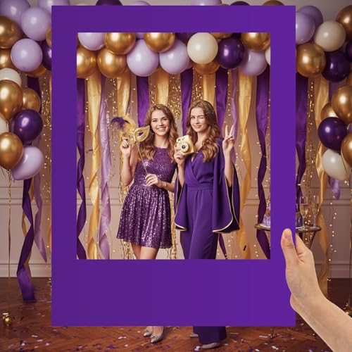 Beeveer 32 x 24 Inch Photo Booth Selfie Frame Prop Booth for Birthday Event Parties Large Blank DIY Cutout Props for Funny Decoration Christmas, Holiday Supplies(Purple,Vertical) - color: Purple, style: Vertical