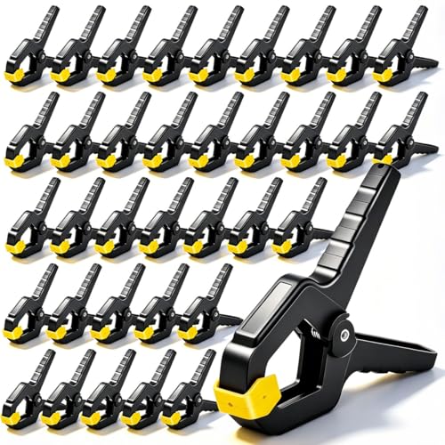 40 Pack Clamps for Woodworking Spring Clamp Plastic 3.5in Clips Heavy Duty for Backdrop Clips Tarp Holder Photography Backdrops Clip for Crafts Yellow Head with Black - size: Yellow Head with Black-40PCS