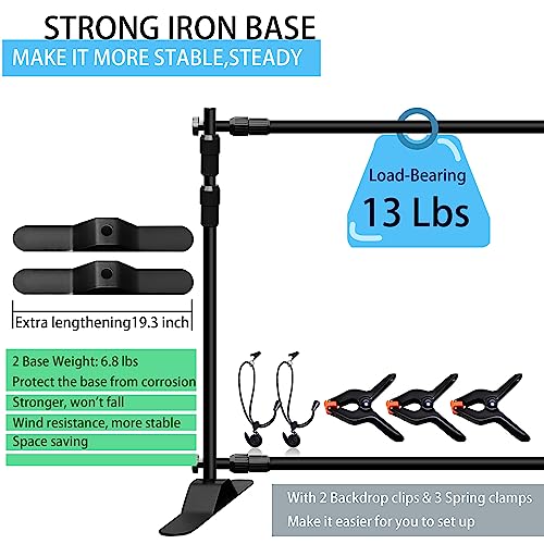Photo Backdrop Banner Stand Kit, Heavy Duty 10 x 8 FT Adjustable Telescopic Tube Back Drop Display Stand, Step and Repeat Stand for Party Photography Trade Show Booth Background, with Clips