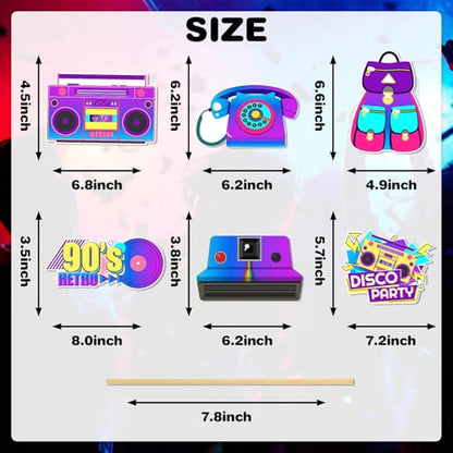 90's Photo Booth Props, 27Pcs 90s Theme Party Decorations, Disco Music Hip Hop Photo Booth Props for 1990s Party Decorations
