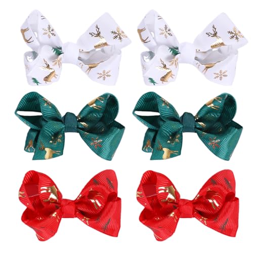 3 Inch Christmas Hair Bows for Girls Alligator Clips Grosgrain Ribbon Solid Color Hair Accessories for Little Teen Toddler Girls Kids (Red Green White) - color: Red Green White