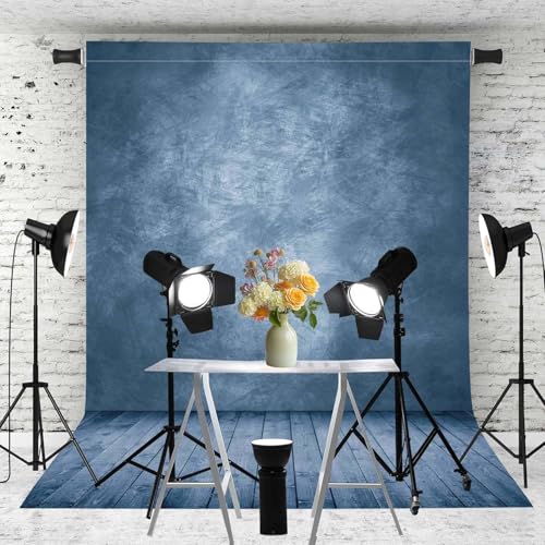 Professional Abstract Portrait Photography Backdrop,Wall with Wood Floor Backdrop for Kids Photography Baby Newborn Cake Smash Photo Shoots Hypoallergenic Fabric Photography Props(Blue-6x9ft) - color: Blue, size: 6'(W)x9'(H)