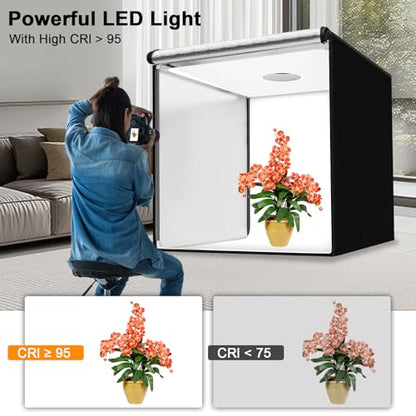 48"x48"x40" Large Photo Studio Light Box Photography, 4 Light LED Panels Dimmable Shooting Tent with 3 Color Backdrops Continuous Lighting Softbox for Bulky Items Photography - size: 48x48 in (4 LED Strips)