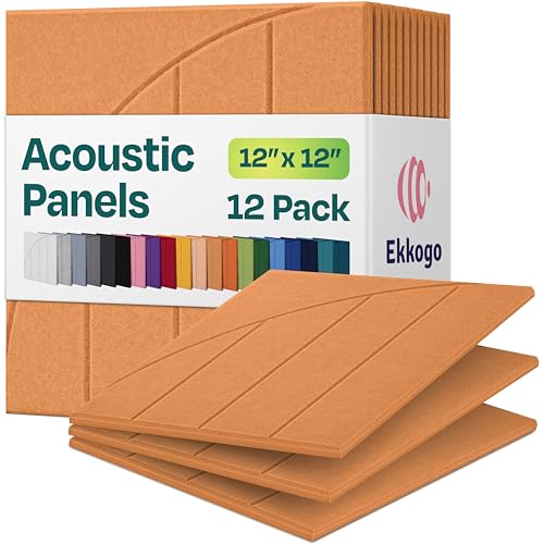 Acoustic Panels 12-Pack Soundproof Wall Panels 12"x12"x0.4" Decorative Sound Dampening for Your Home, Office, Studio, Bedroom & More with Unique ModuArc Carving [70'S Orange] - color: 70'S Orange, size: ModuArc 12 Pack