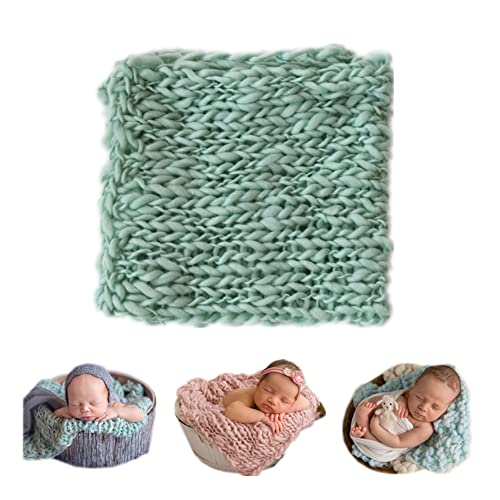 Coberllus Newborn Baby Photography Props Blanket Handmade Knitted Twist Wrap Posing Aid Backdrops for Boy Girls Photography Shoot - color: Light Green
